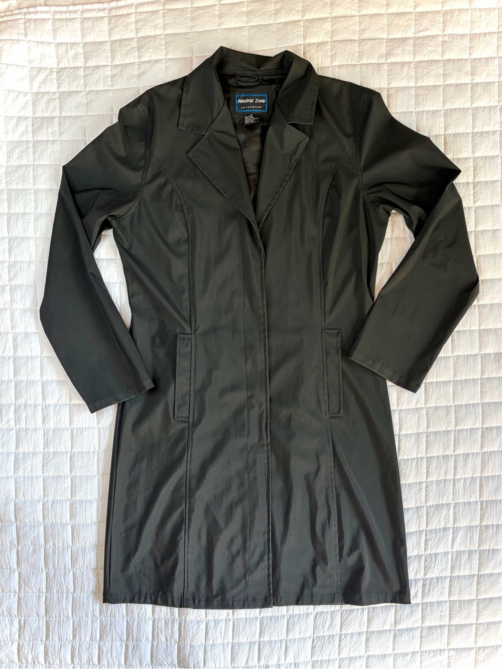 Womens Neutral Zone Black Vinyl Trench Coat Size M Whimseygoth Y2K